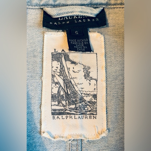 Women’s Vintage Lauren Ralph Lauren Light Blue Denim Chore Jacket size small - Picture 4 of 5